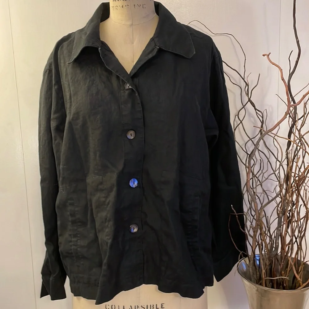 Elisabeth by Liz Claiborne black linen Blazer Size 2 - Picture 1 of 7